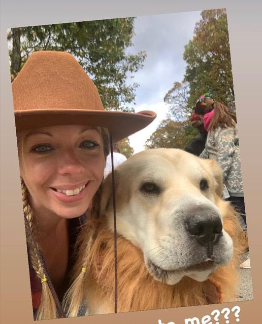 Adopter selfie with a golden